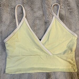 Brandy Melville Women's Light Green and White Bralette Top Bra Small Tank